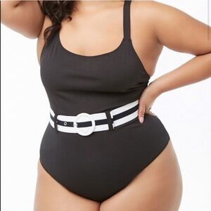 Forever 21+ belted one piece swimsuit